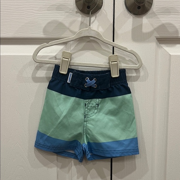 BUNDLE (2) RuggedButts Swim Trunks Colorblock Striped Baby Boy Size 3-6 Months - Picture 2 of 10